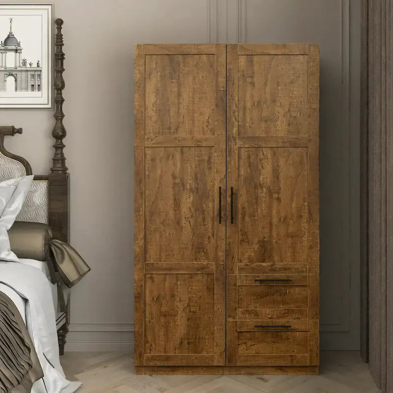 High Wardrobe/Armoires with 2 drawers and 5 storage spaces