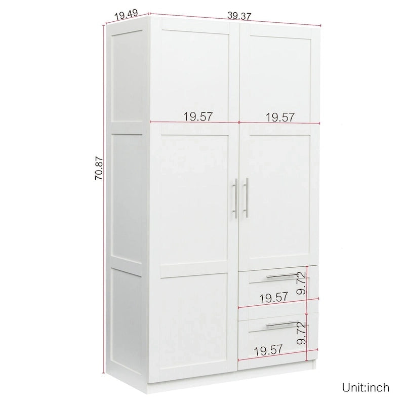 High Wardrobe/Armoires with 2 drawers and 5 storage spaces