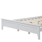 White Modern Solid Wood Queen Platform Bed, Elegant and Strong