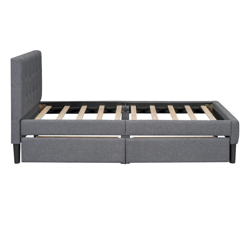 Twin Size Upholstered Platform Bed with 2 Drawers