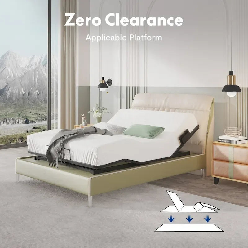 FunniHomi Twin XL/Queen/Split King Size Adjustable Bed Frame, Zero Clearance, Zero Gravity, Mattress Holder