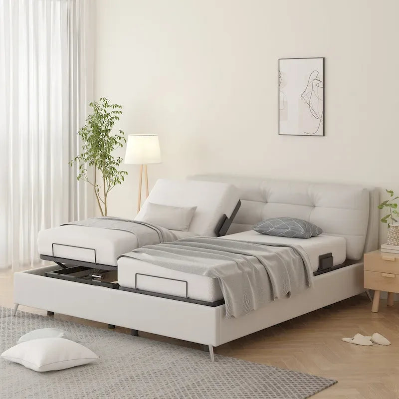 FunniHomi Twin XL/Queen/Split King Size Adjustable Bed Frame, Zero Clearance, Zero Gravity, Mattress Holder