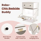 Nightstand with Rotating Drawer and LED Light Strip