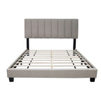 Stone Gray Queen Size Adjustable Upholstered Bed Frame, Vintage Style And Clean Line Design, Popular Style