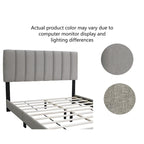 Stone Gray Queen Size Adjustable Upholstered Bed Frame, Vintage Style And Clean Line Design, Popular Style