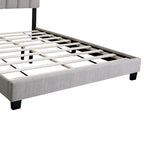 Stone Gray Queen Size Adjustable Upholstered Bed Frame, Vintage Style And Clean Line Design, Popular Style