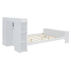 Platform Bed with Built-in Shelves,LED Light and USB Ports,Full/Twin Size