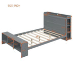 Platform Bed with Built-in Shelves,LED Light and USB Ports,Full/Twin Size