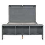 Platform Bed with Built-in Shelves,LED Light and USB Ports,Full/Twin Size