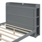 Platform Bed with Built-in Shelves,LED Light and USB Ports,Full/Twin Size