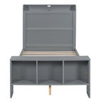Platform Bed with Built-in Shelves,LED Light and USB Ports,Full/Twin Size