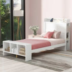 Platform Bed with Built-in Shelves,LED Light and USB Ports,Full/Twin Size