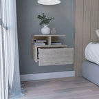 Floating Nightstand 12 H,Wall Mounted with Single Drawer and 2-Tier Shelf,for Bedroom,Closet,Entryway,College Dorm