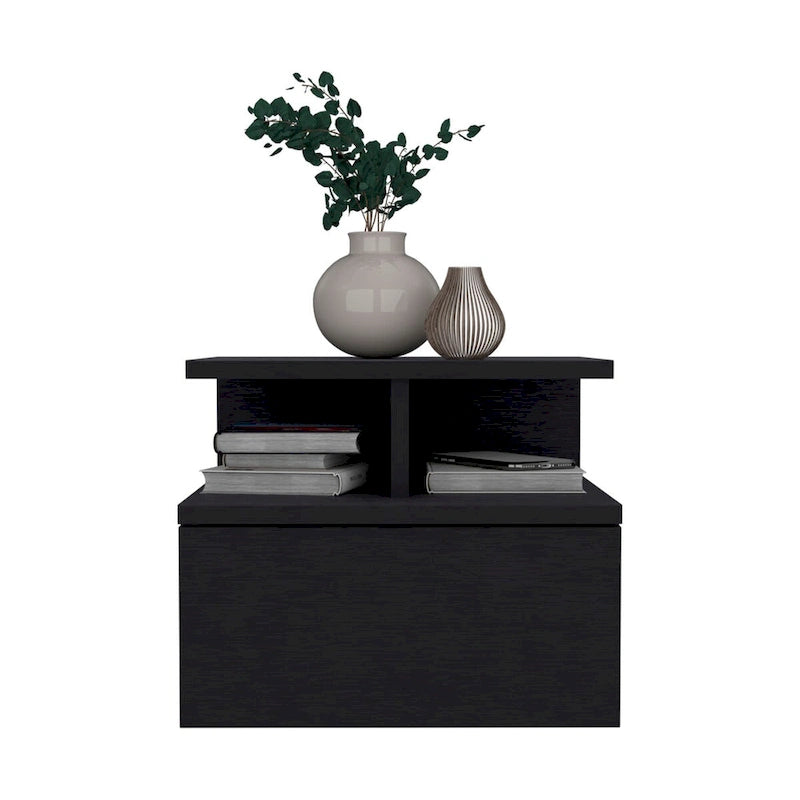 Floating Nightstand 12 H,Wall Mounted with Single Drawer and 2-Tier Shelf,for Bedroom,Closet,Entryway,College Dorm