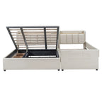 Twin XL Size Upholstered Platform Bed with Hydraulic Storage System