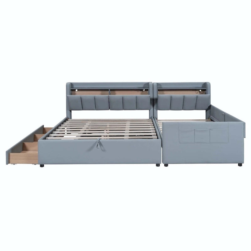 Twin XL Size Upholstered Platform Bed with Hydraulic Storage System