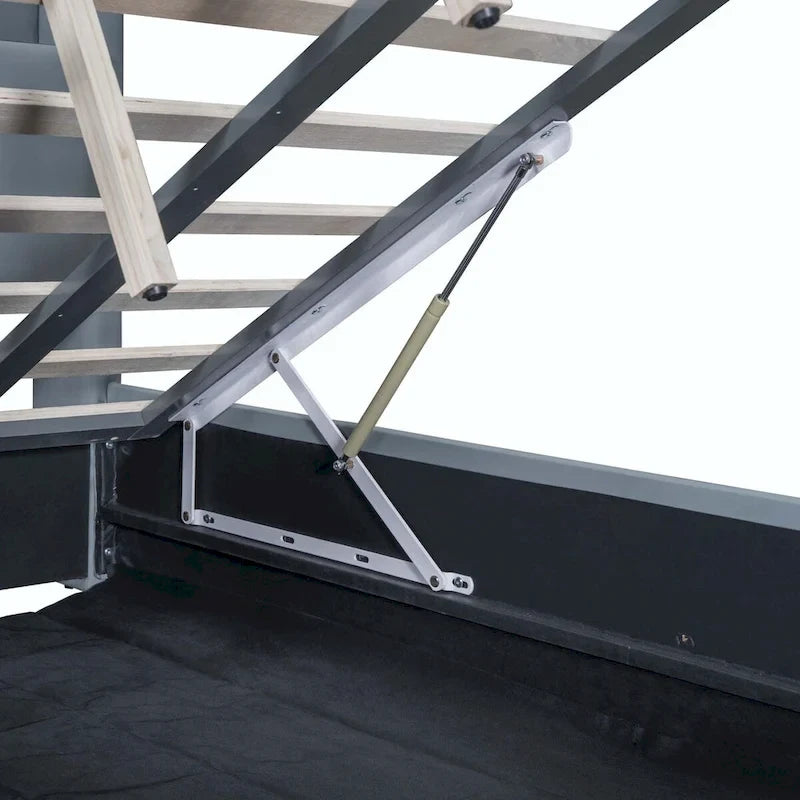 Twin XL Size Upholstered Platform Bed with Hydraulic Storage System