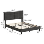 Linen Upholstered Bed Frame with Wooden Slats Support