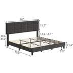 Linen Upholstered Bed Frame with Wooden Slats Support