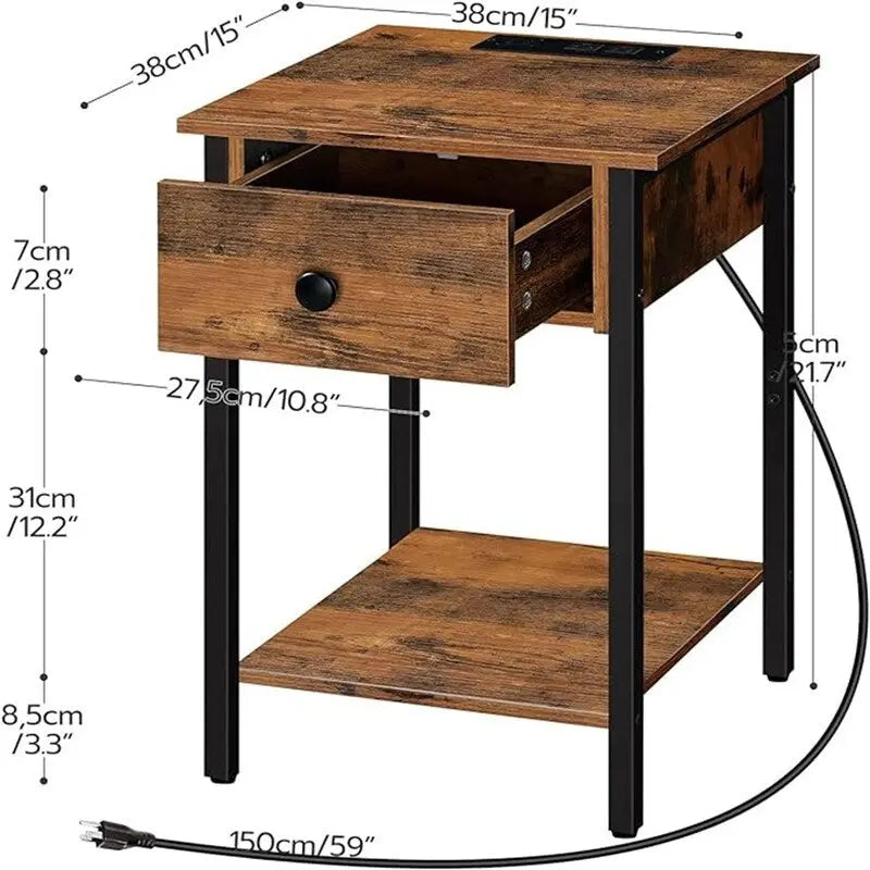 Nightstand with USB Ports and Outlets set of 2