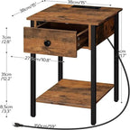 Nightstand with USB Ports and Outlets set of 2