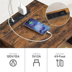 Nightstand with USB Ports and Outlets set of 2