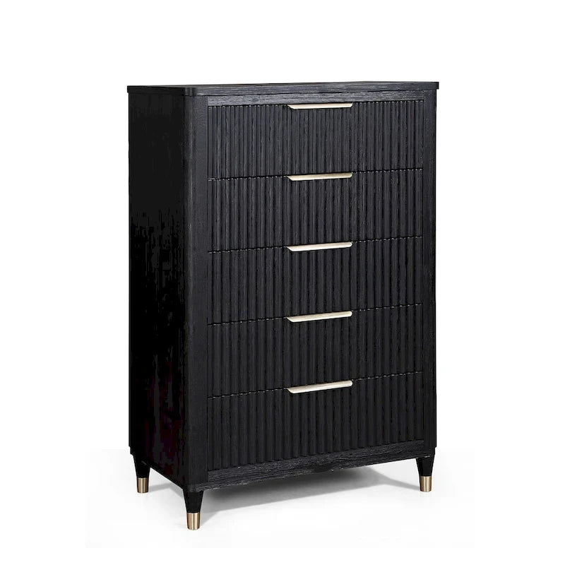 Shelby 4 Piece Black Panel Upholstered Bedroom Set