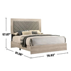 Wooden California King Bed with High Upholstered Headboard