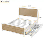 Queen Size Metal Platform Bed with 2 Drawers