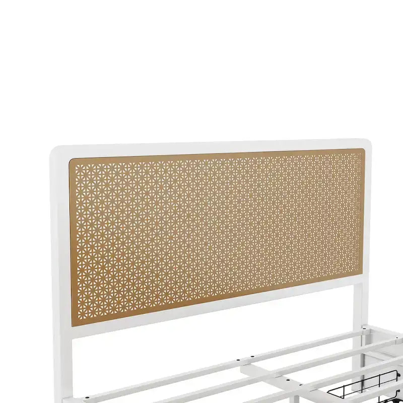 Queen Size Metal Platform Bed with 2 Drawers
