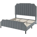 Grey Upholstered Bed Frame Velvet Platform Bedframe Mattress Foundation