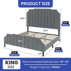 Grey Upholstered Bed Frame Velvet Platform Bedframe Mattress Foundation