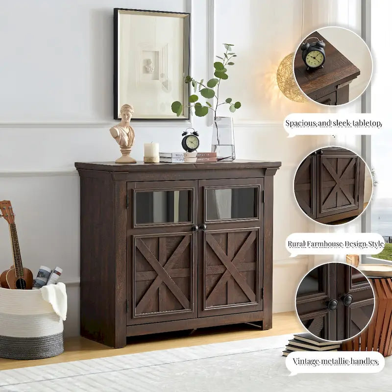 2 Doors Large Buffet Sideboard Dresser,Bar Wine Bar Storage Cabinet for Dining Room