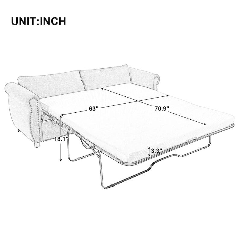 80.7 2-in-1 Sofa Bed Sleeper with Large Mattress