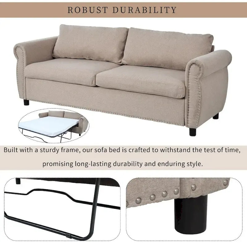 80.7 2-in-1 Sofa Bed Sleeper with Large Mattress