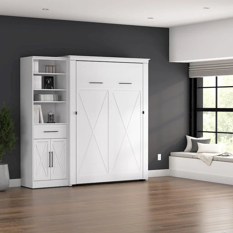 Key West Full Murphy Bed with Closet Wardrobe (88W) by Bestar