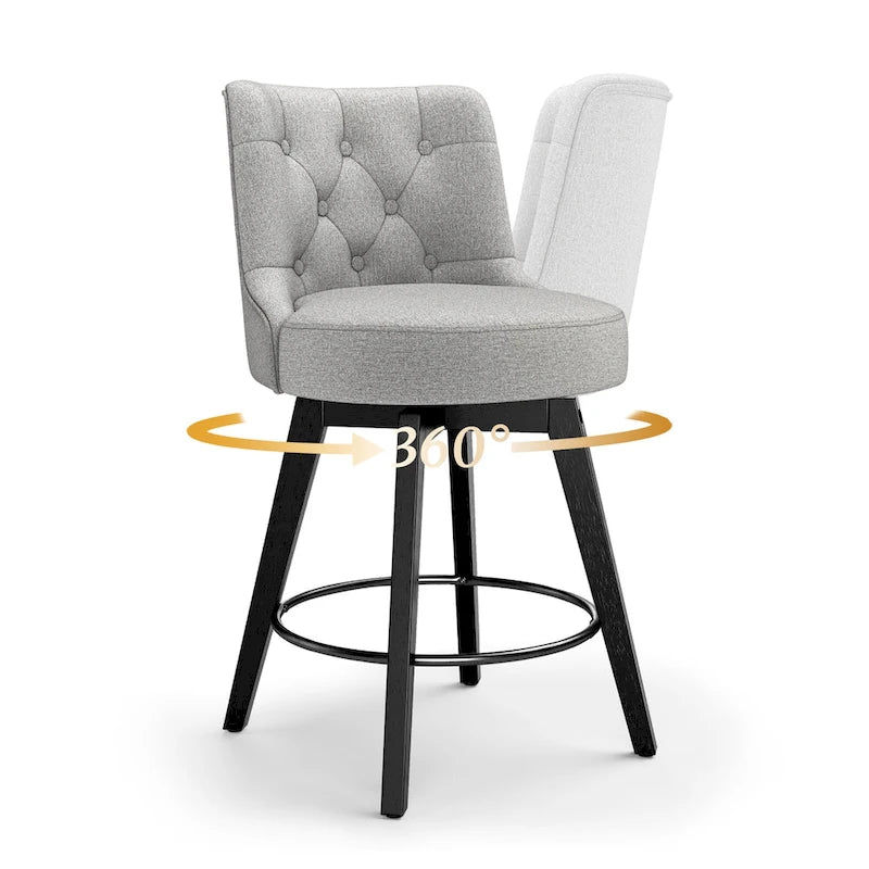 LUE BONA 26  Counter Height Swivel Bar Stools with Solid Wood Frame Set of 3 - 26  H