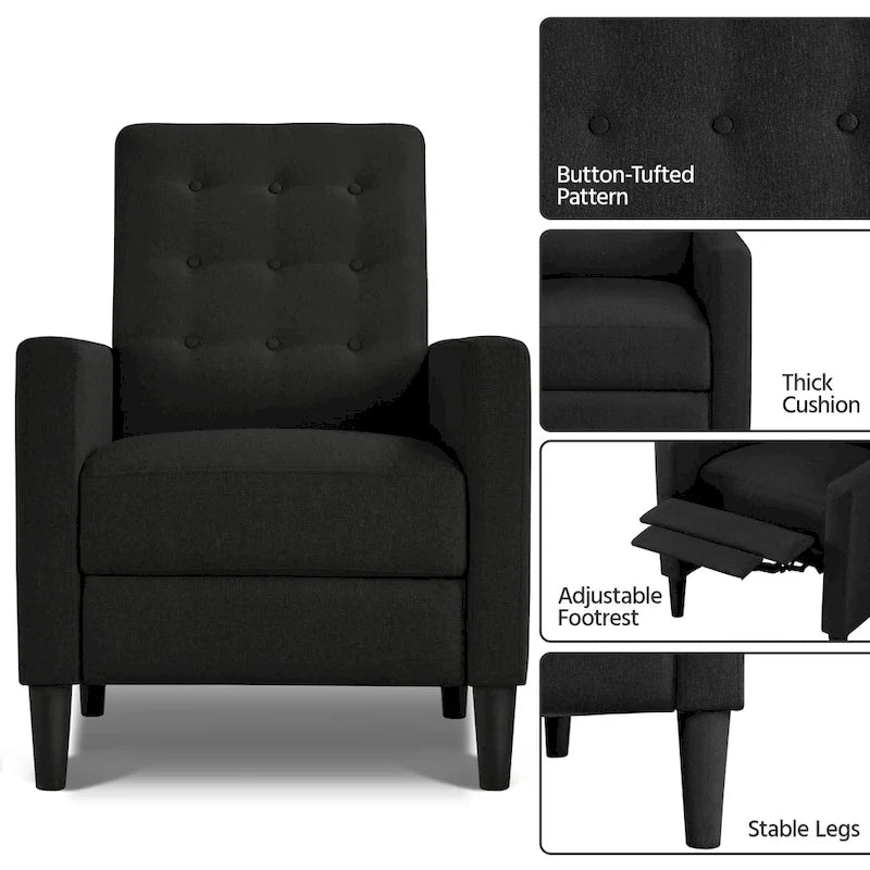 Yaheetech Fabric Recliner Sofa Single Reclining Chair Adjustable Back
