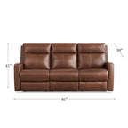 Hydeline Vienna Zero Gravity Power Recline and Headrest Top Grain Leather Sofa