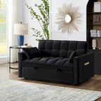 4 in1 Loveseat Sofa Bed with Armrests & Storage Pockets, Multi-Function Tufted Pull-out Sofa Bed with Adjustable Backrest