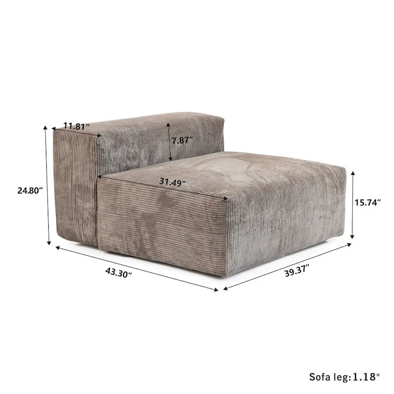 181 Oversized Corduroy Sectional Sofa Couch with Ottoman, L Shaped Convertible Couch Deep Seat Couches for Modern Living Room