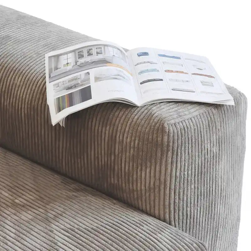 181 Oversized Corduroy Sectional Sofa Couch with Ottoman, L Shaped Convertible Couch Deep Seat Couches for Modern Living Room