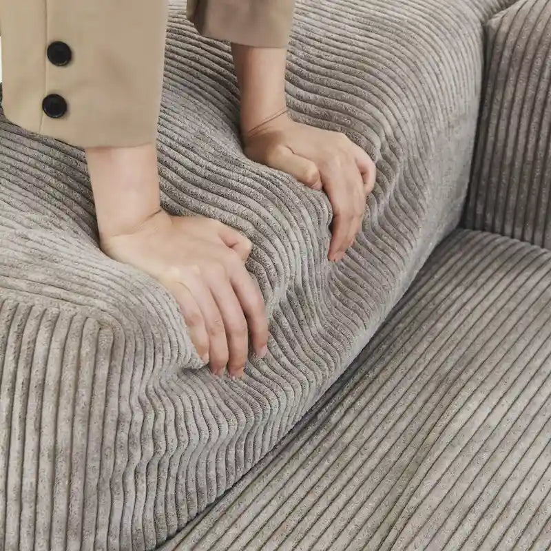 181 Oversized Corduroy Sectional Sofa Couch with Ottoman, L Shaped Convertible Couch Deep Seat Couches for Modern Living Room