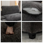 112.6  Chenille Upholstered Sectional Sofa with 2 Removable Ottoman