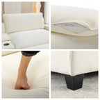 112.6  Chenille Upholstered Sectional Sofa with 2 Removable Ottoman