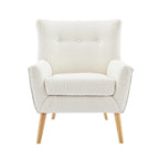 Almond Boucle Tufted Back Accent Chair by
