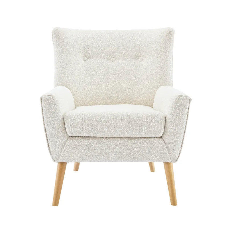 Almond Boucle Tufted Back Accent Chair by