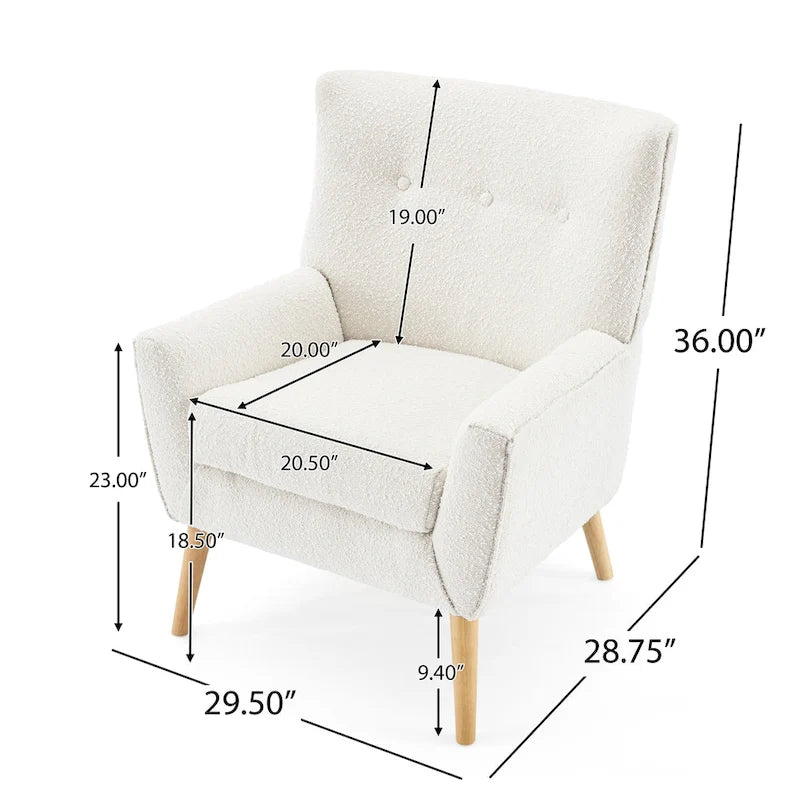 Almond Boucle Tufted Back Accent Chair by
