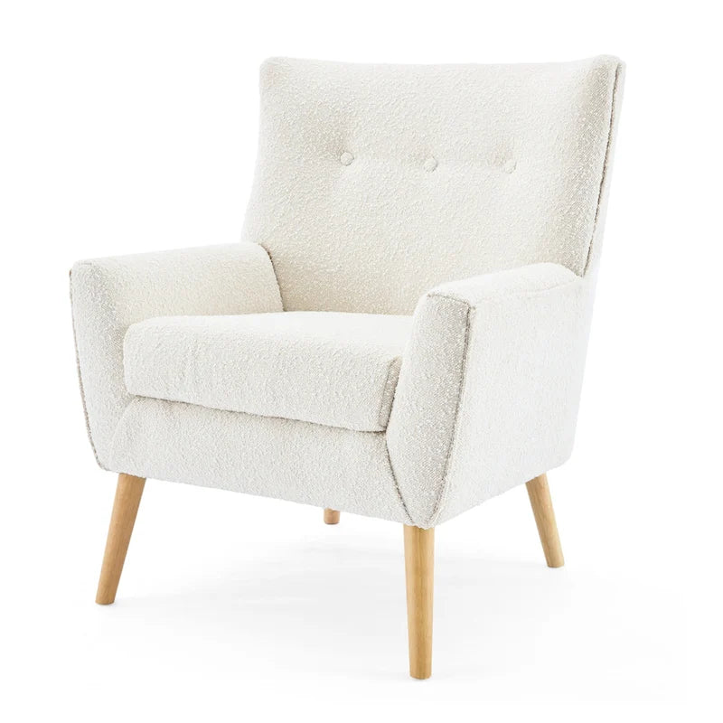 Almond Boucle Tufted Back Accent Chair by