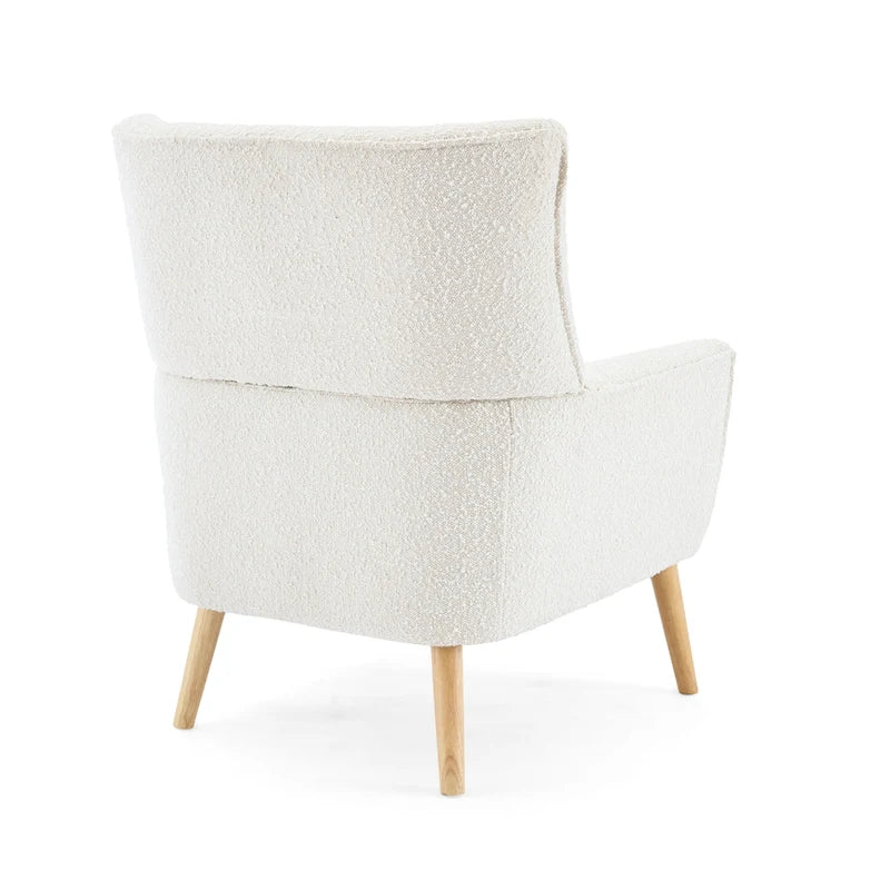 Almond Boucle Tufted Back Accent Chair by